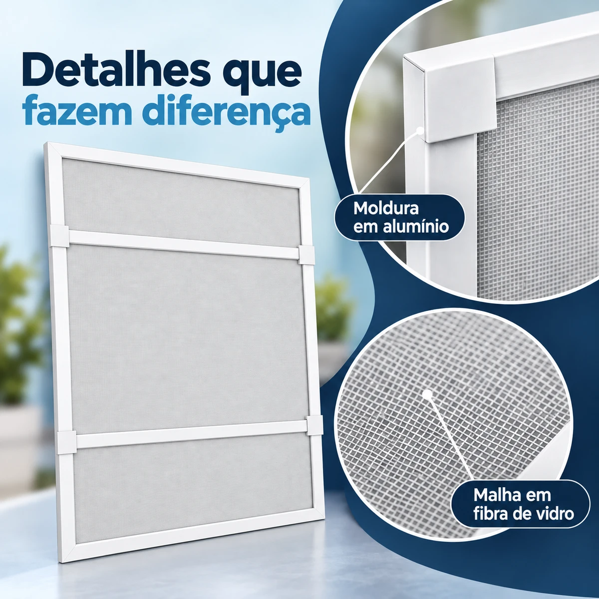 Detalhes de construção, materiais ou ajustes de Tela Mosquiteira Ajustável Deslizante 50 × 70 cm