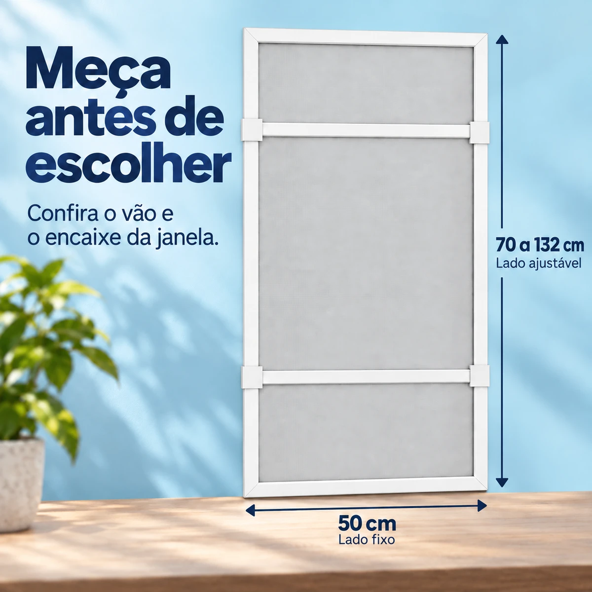 Medidas, capacidade ou compatibilidade de Tela Mosquiteira Ajustável Deslizante 50 × 70 cm